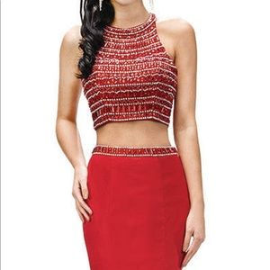 Red 2 piece formal prom dress worn only ONCE